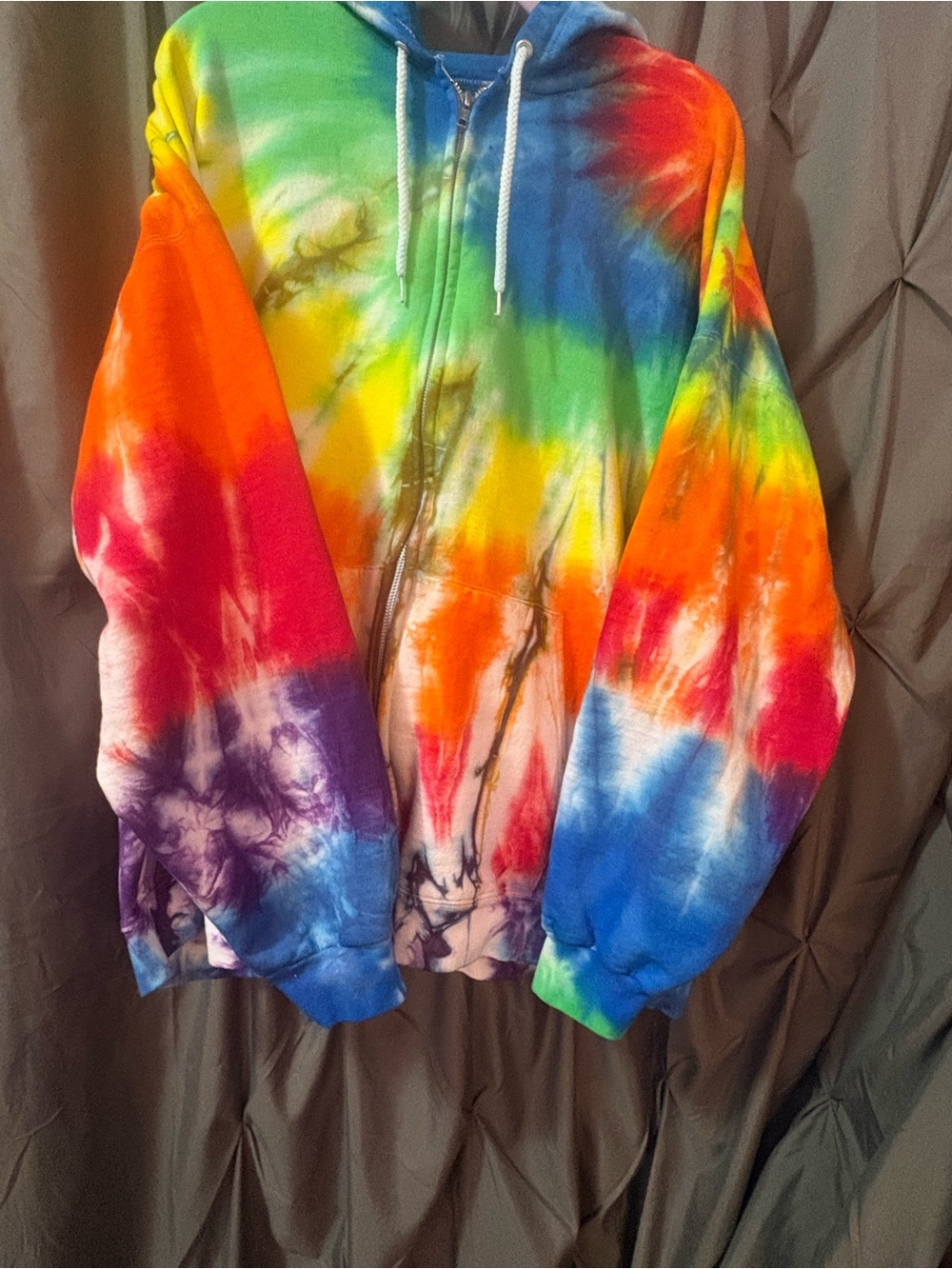 Rainbow Tie-Dye Zip-Up Hoodie